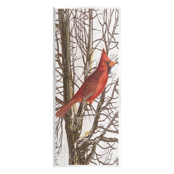 Stupell Industries Cardinal Bird Perched Trees Graphic Art Unframed Art Print Wall Art, Design by Lil' Rue
