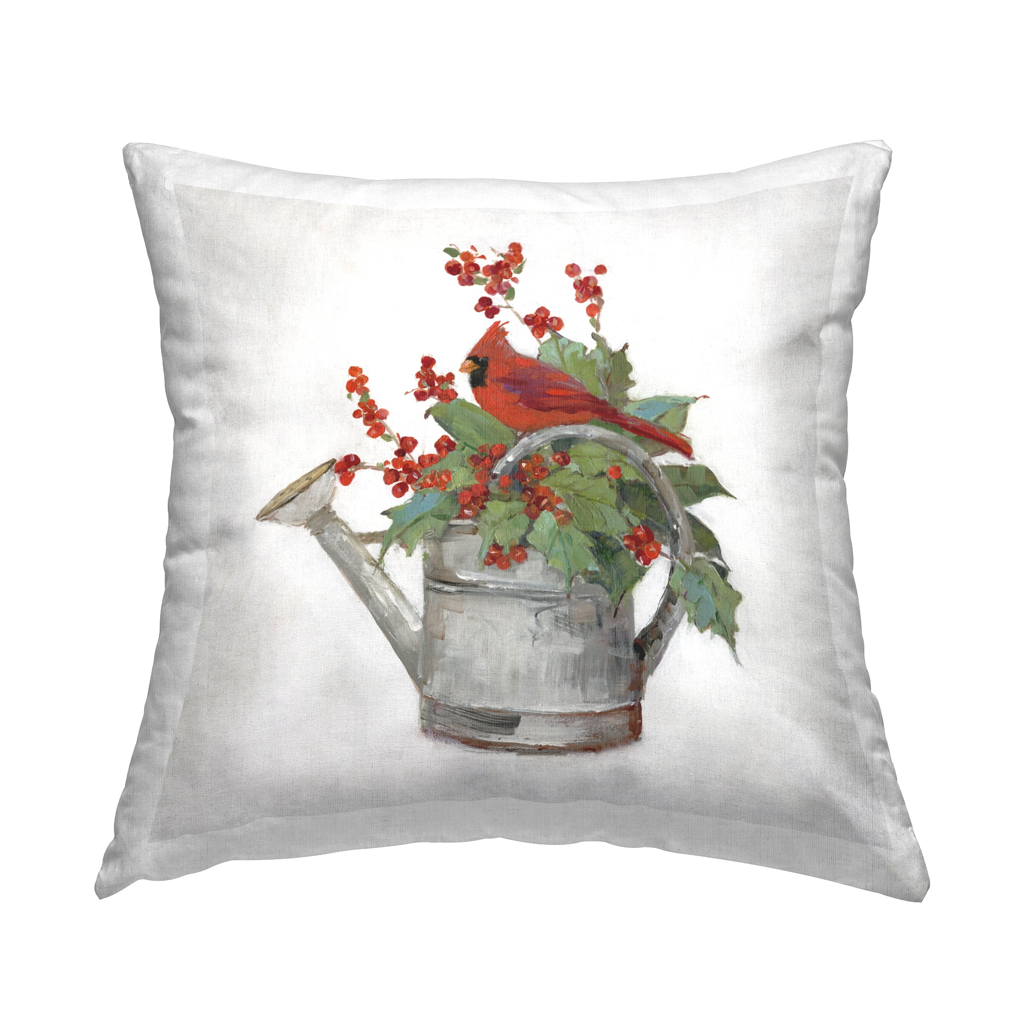 Stupell Industries Cardinal & Watering Can Decorative Printed Throw Pillow, 18 x 18