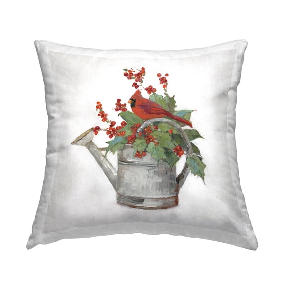 Stupell Industries Cardinal & Watering Can Decorative Printed Throw Pillow, 18 x 18