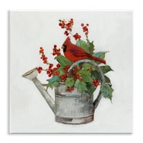 Stupell Industries Cardinal & Watering Can Holiday Painting Unframed Art Prints Wall Art, 12 x 12