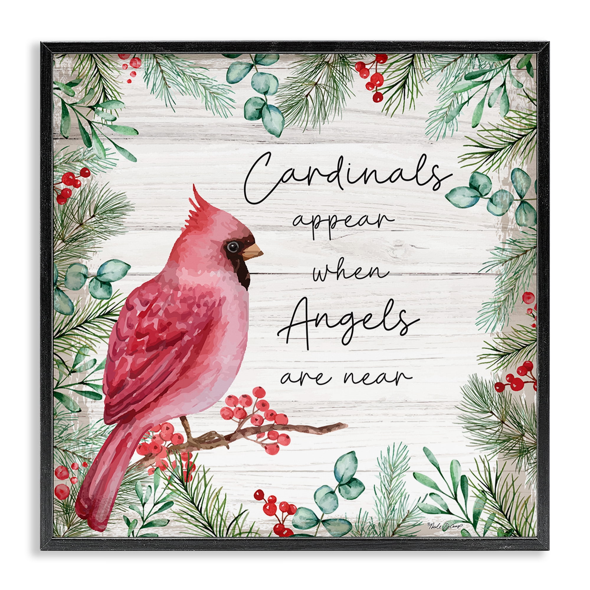 Stupell Industries Cardinals & Angels Phrase Animals & Insects Painting Black Framed Art Print Wall Art, 24 x 24