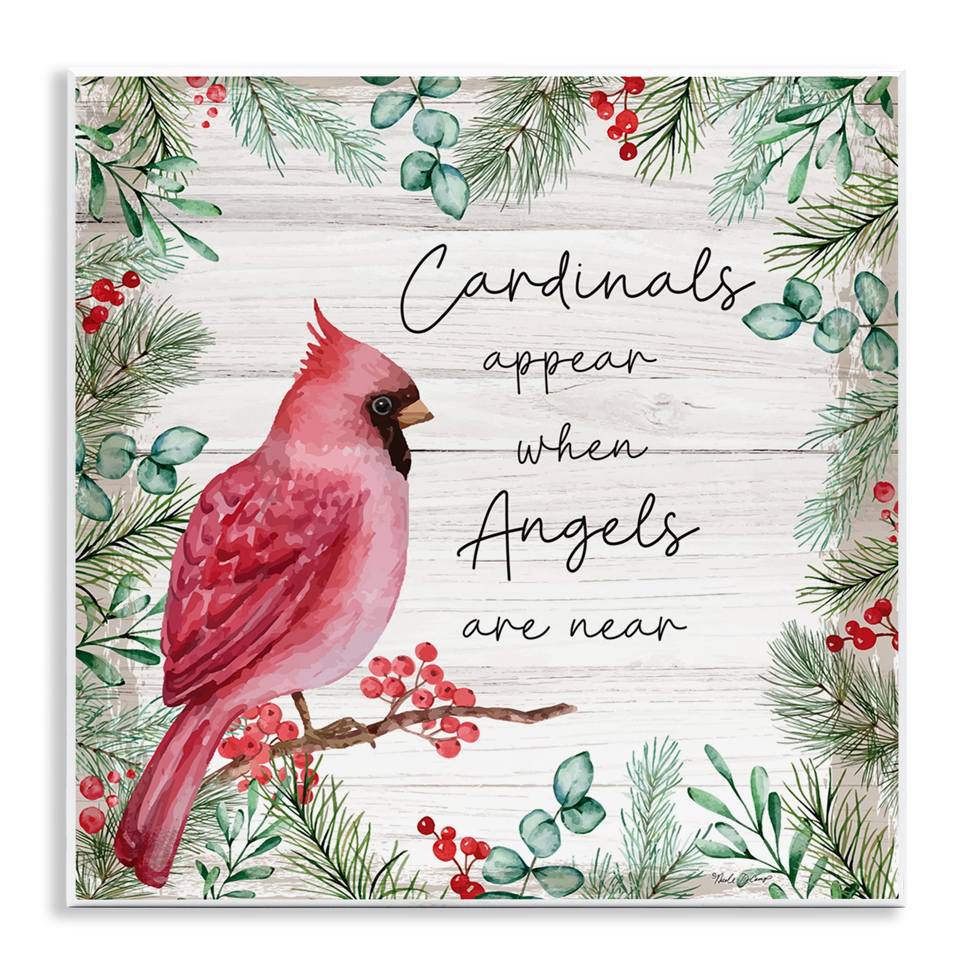 Stupell Industries Cardinals & Angels Phrase Animals & Insects Painting Unframed Art Print Wall Art, 12 x 12