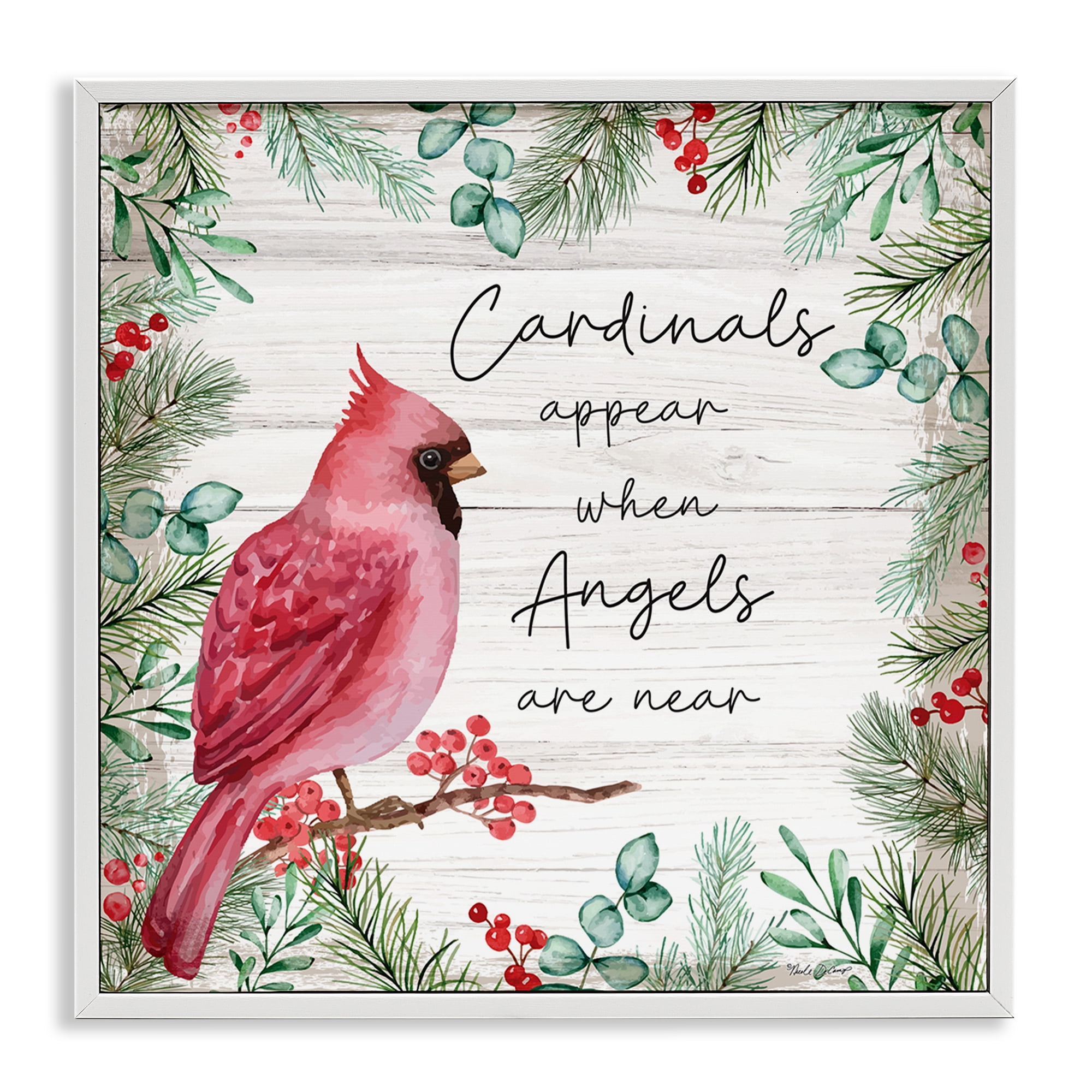 Stupell Industries Cardinals & Angels Phrase Animals & Insects Painting White Framed Art Print Wall Art, 24 x 24