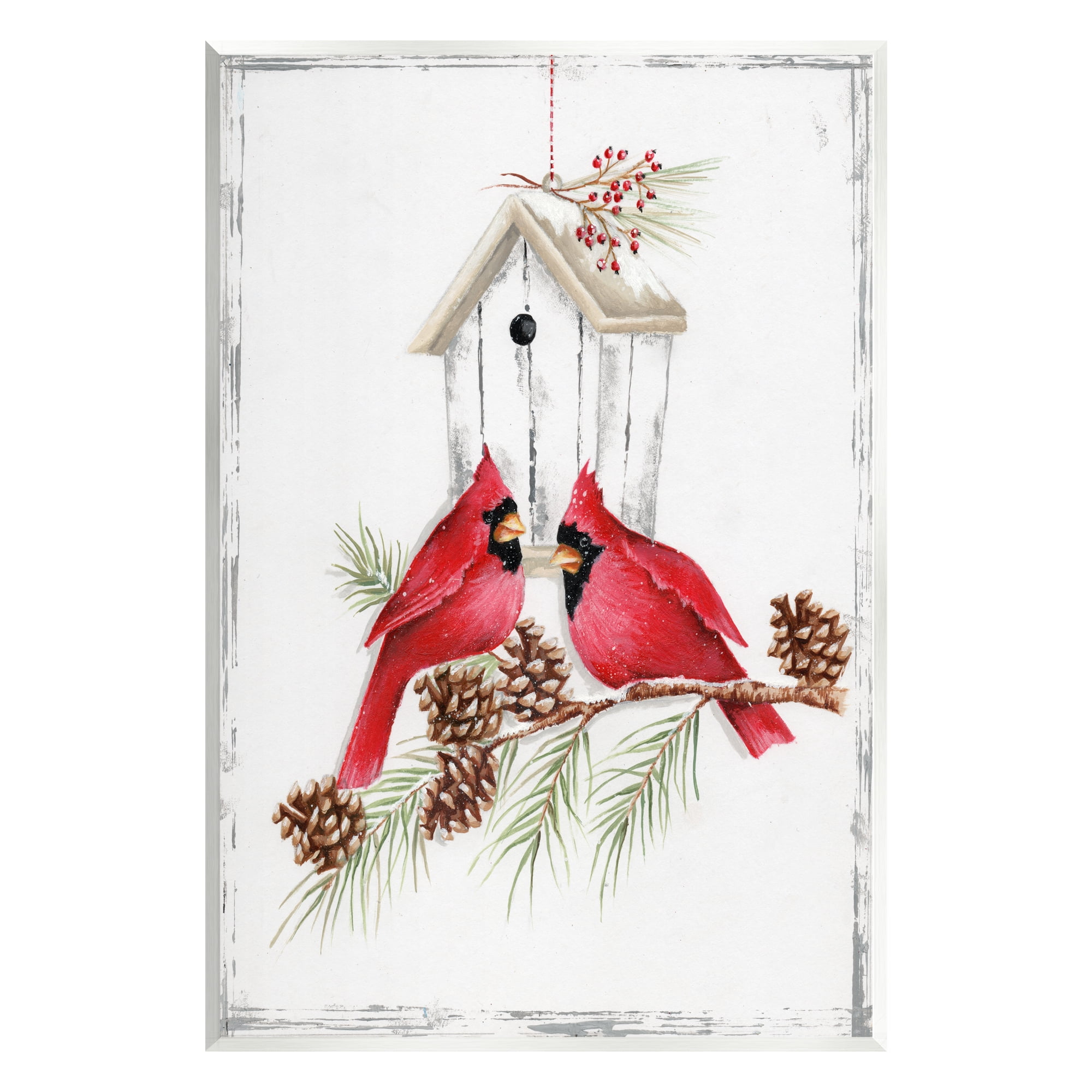 Stupell Industries Cardinals & Snowy Birdhouse Animals & Insects Painting Unframed Art Print Wall Art, 13 x 19