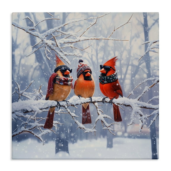 Stupell Industries Cardinals on Winter Branch Canvas Wall Art design by Jim Baldwin, 17 x 17