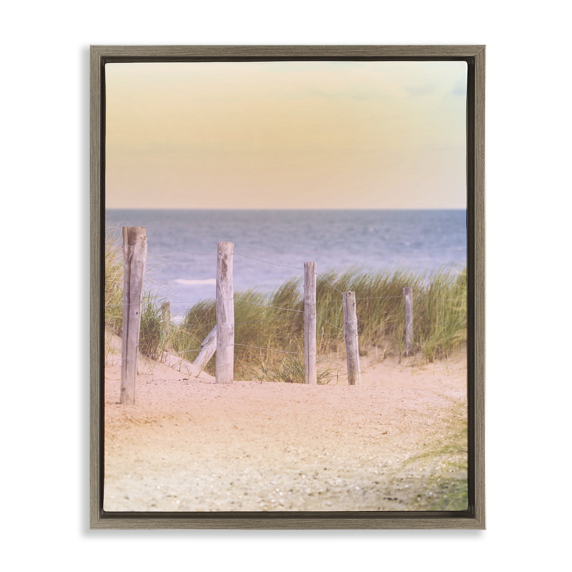 Stupell Industries Carefree Beach Vacation Brown Framed Floater Canvas Wall Art, design by Marcus Prime