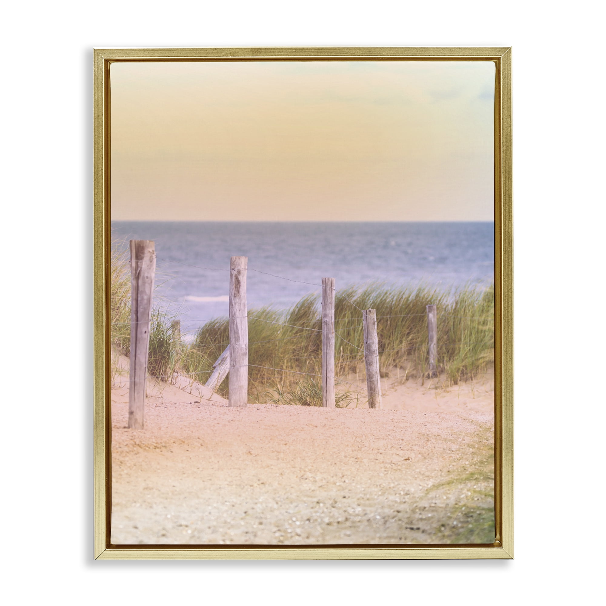Stupell Industries Carefree Beach Vacation Gold Framed Floater Canvas Wall Art, design by Marcus Prime