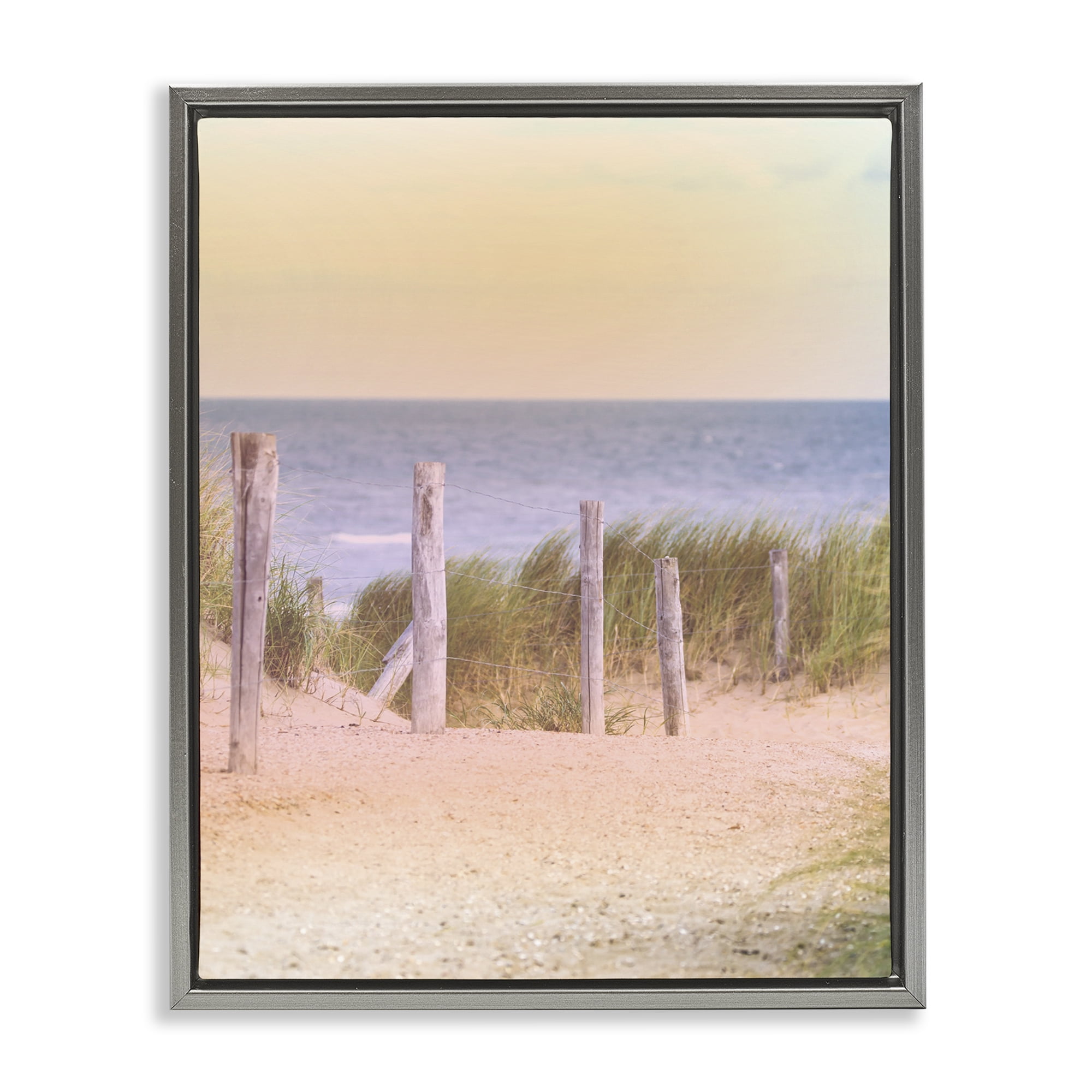 Stupell Industries Carefree Beach Vacation Gray Framed Floater Canvas Wall Art, design by Marcus Prime
