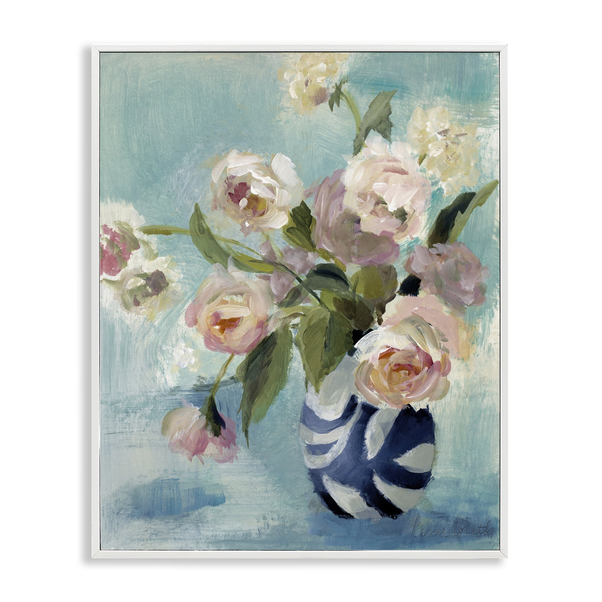 Stupell Industries Carefree Rose Blooms Botanical & Floral Painting White Framed Art Print Wall Art, 16 x 20