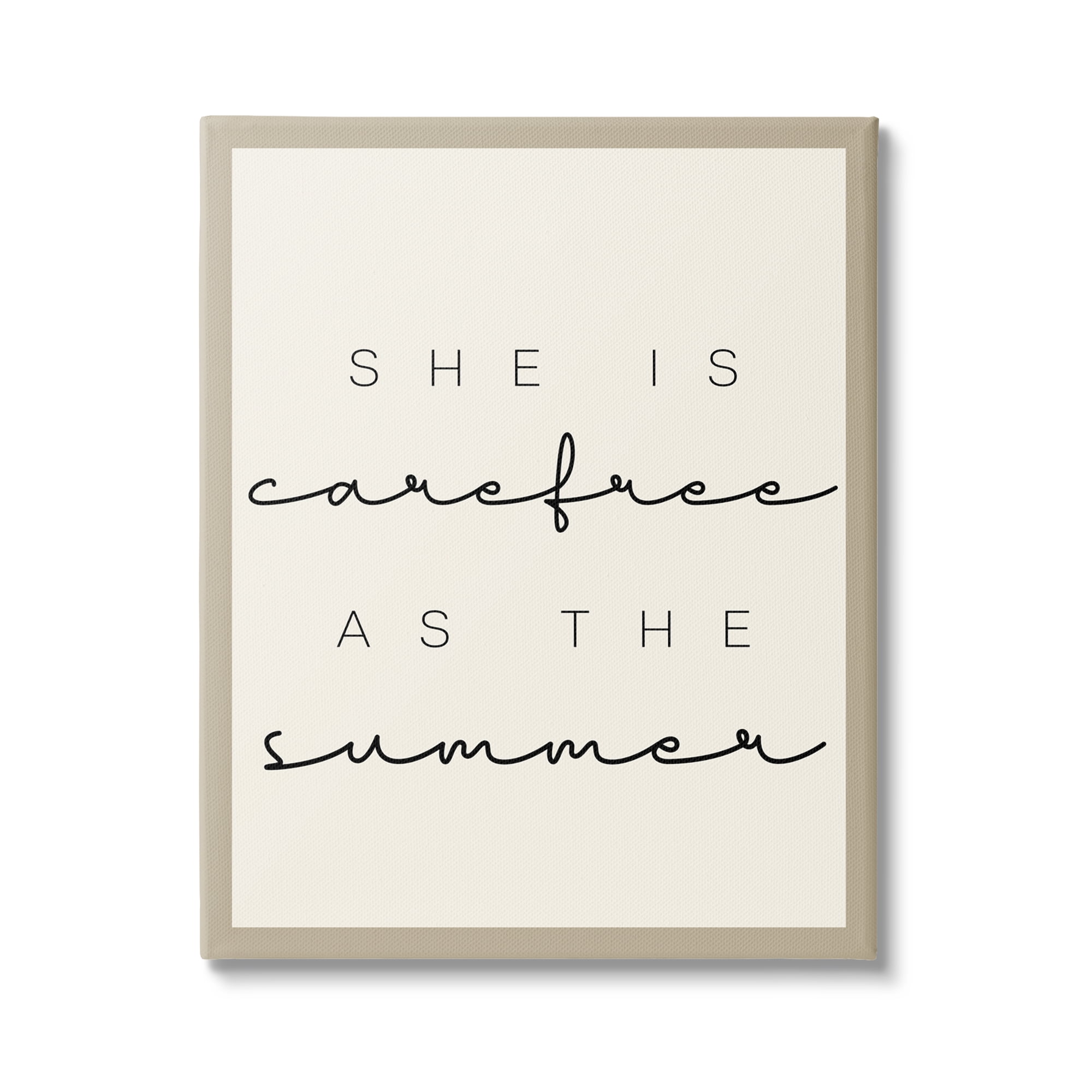 Stupell Industries Carefree Summer Phrase Inspirational Painting Gallery Wrapped Canvas Print Wall Art, 36 x 48