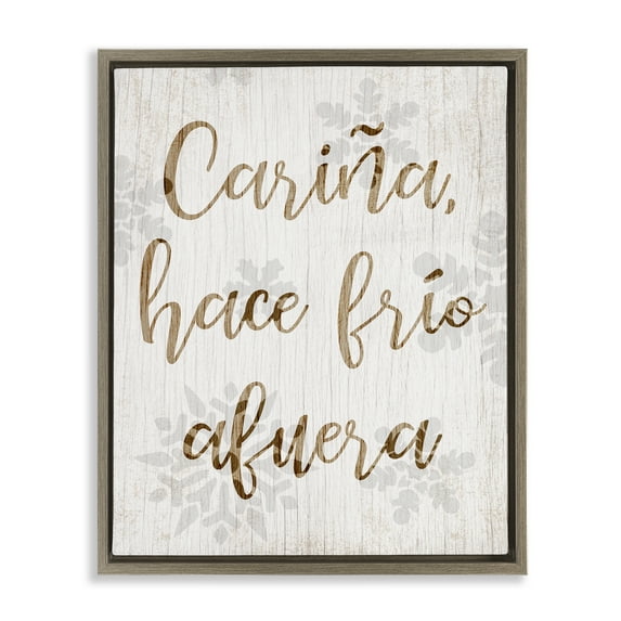 Stupell Industries Cariña Hace Frio Afuera Holiday Painting Brown Floater Framed Art Print Wall Art, 25 x 31