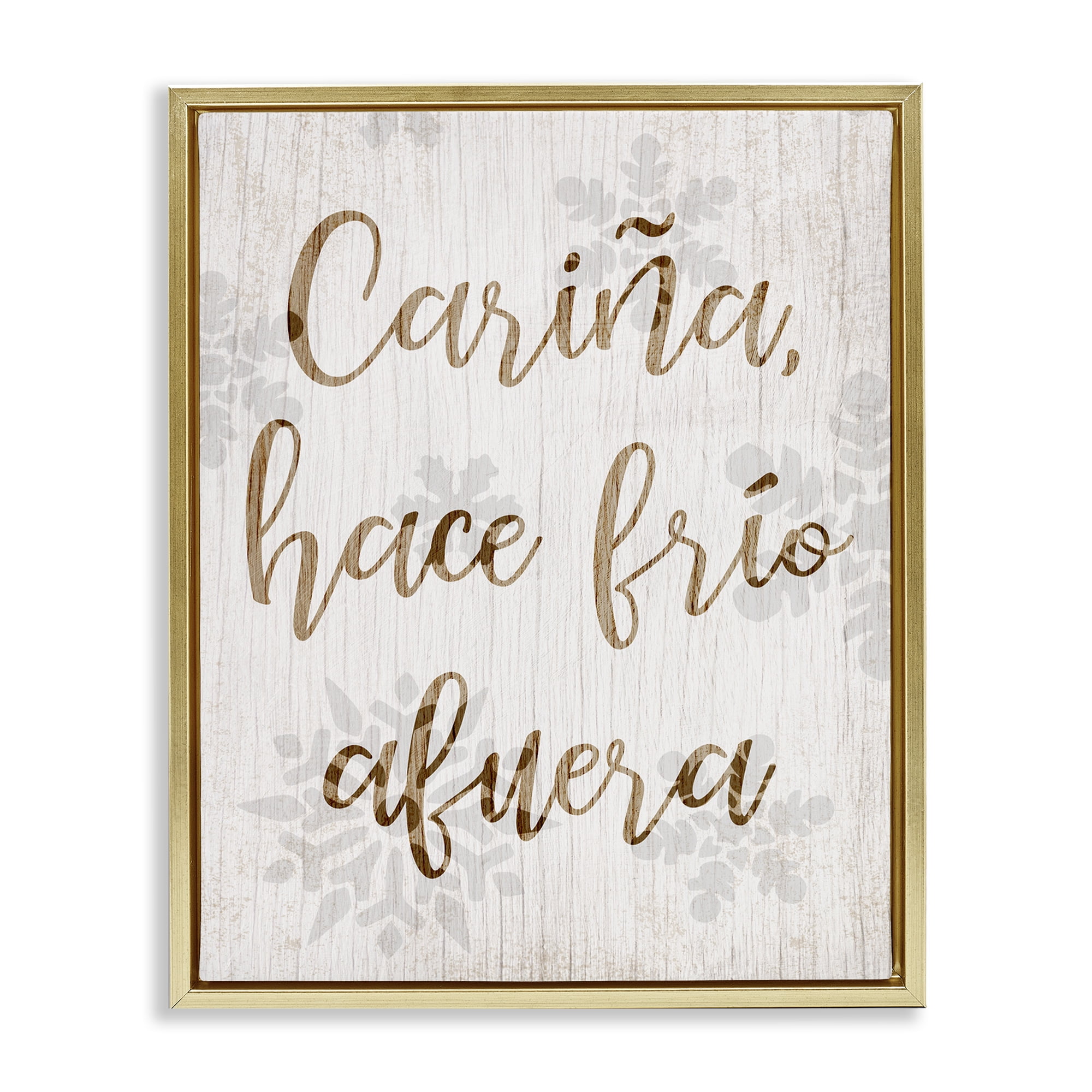 Stupell Industries Cariña Hace Frio Afuera Holiday Painting Gold Floater Framed Art Print Wall Art, 25 x 31