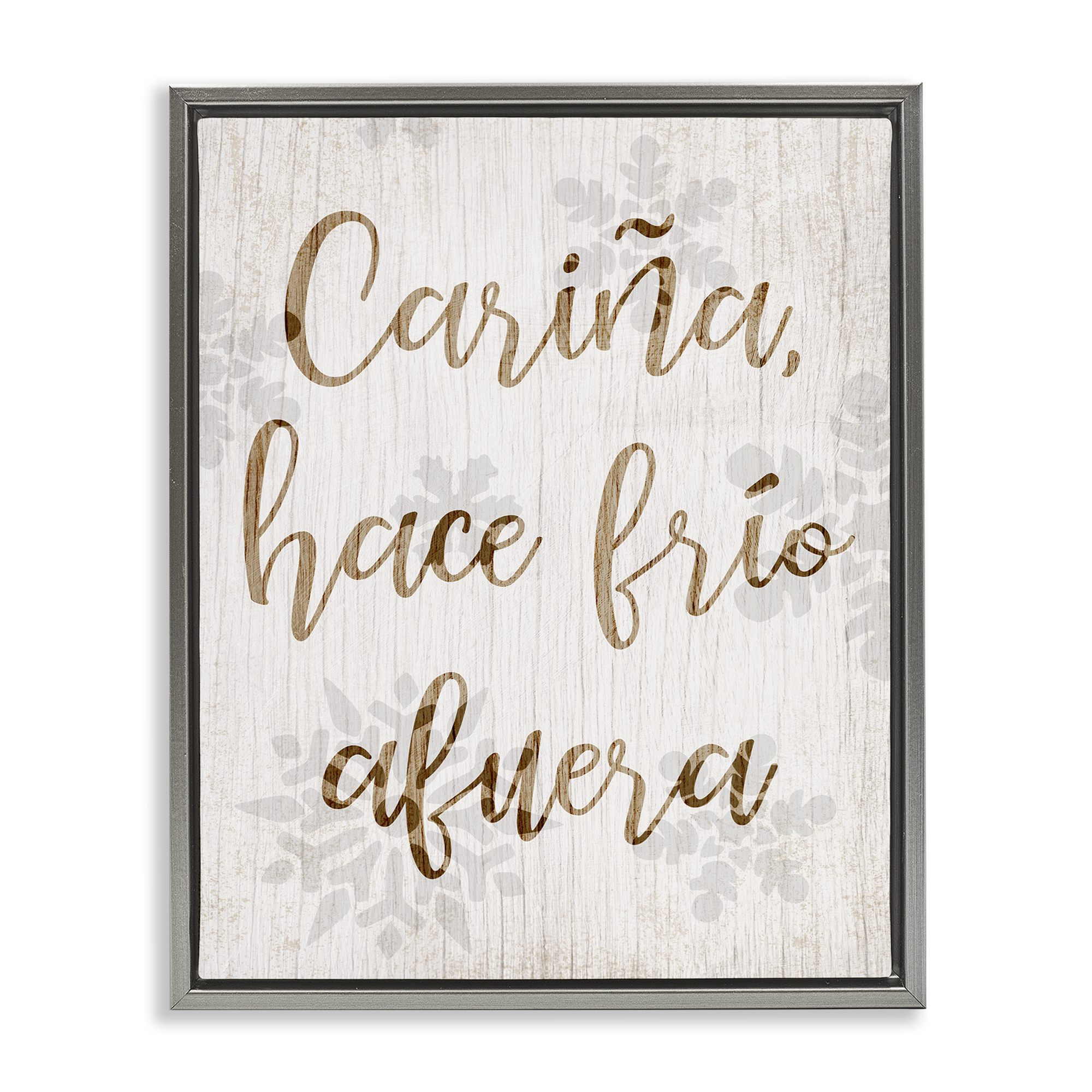 Stupell Industries Cariña Hace Frio Afuera Holiday Painting Gray Floater Framed Art Print Wall Art, 17 x 21