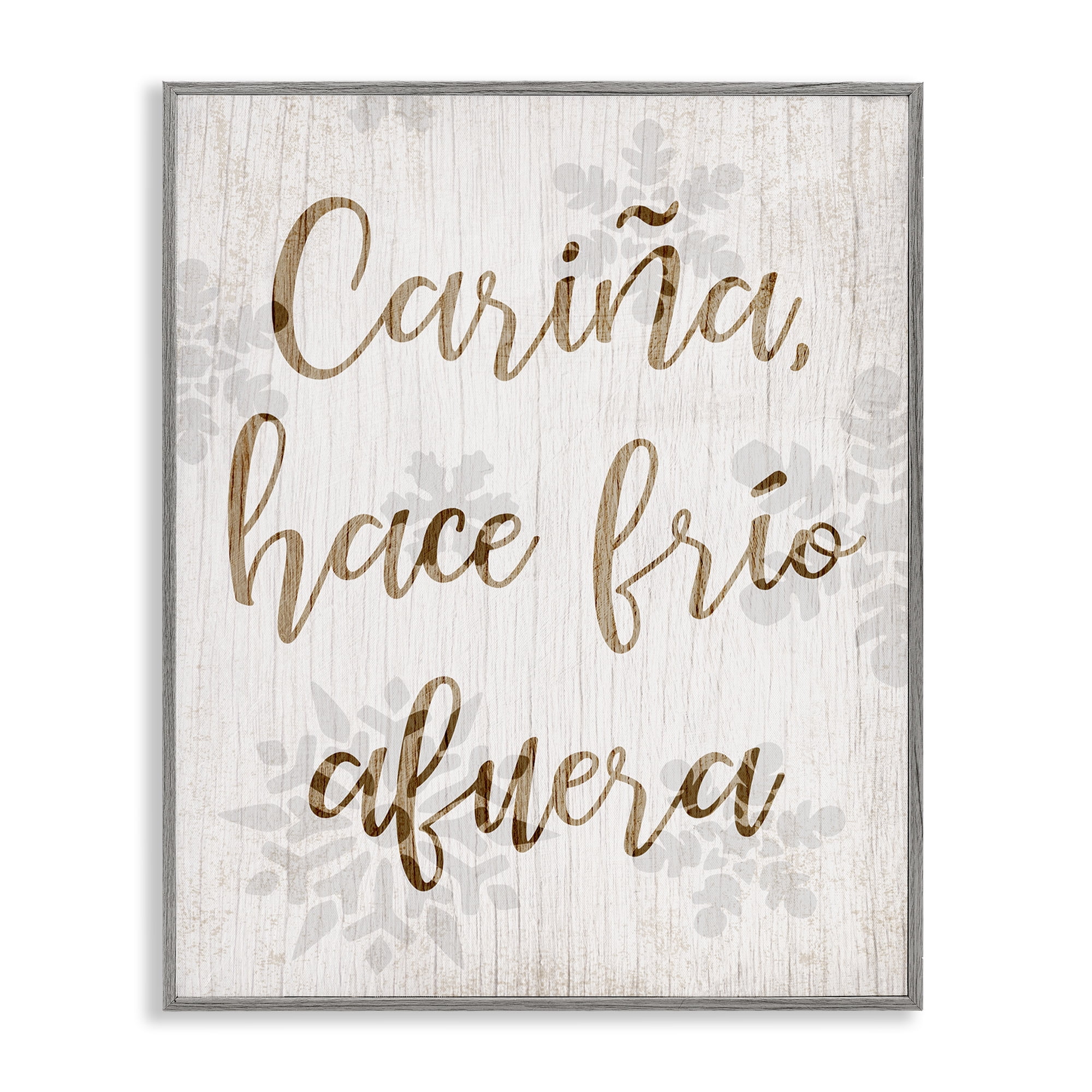 Stupell Industries Cariña Hace Frio Afuera Holiday Painting Gray Framed Art Print Wall Art, 16 x 20