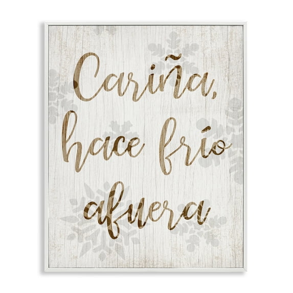 Stupell Industries Cariña Hace Frio Afuera Holiday Painting White Framed Art Print Wall Art, 11 x 14