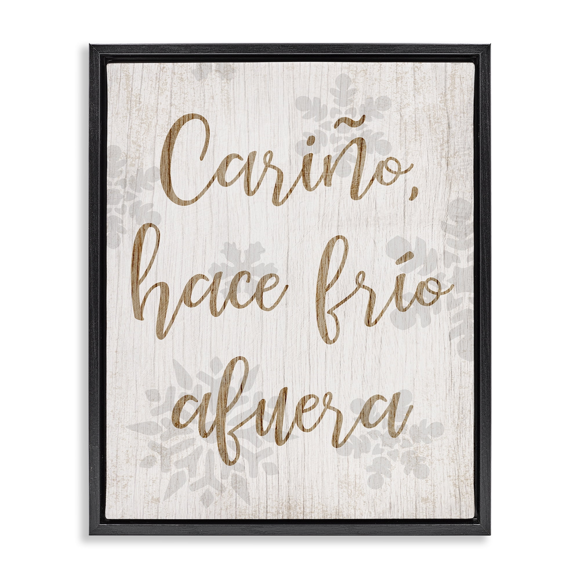 Stupell Industries Cariño Hace Frio Afuera Holiday Painting Black Floater Framed Art Print Wall Art, 25 x 31