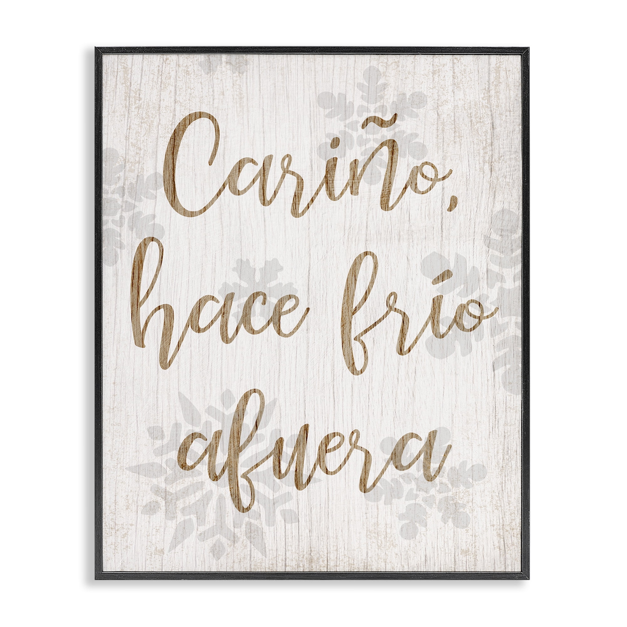 Stupell Industries Cariño Hace Frio Afuera Holiday Painting Black Framed Art Print Wall Art, 16 x 20