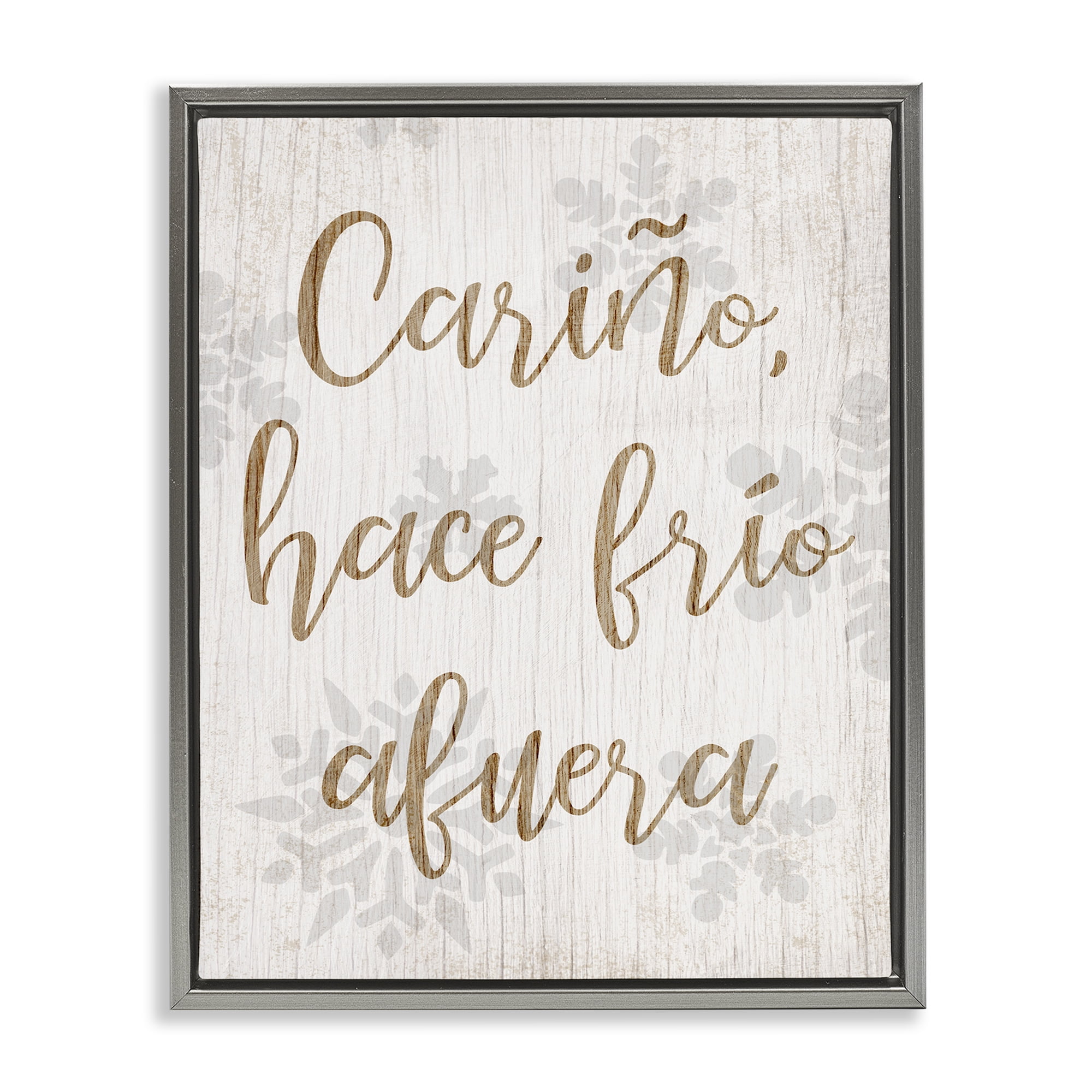 Stupell Industries Cariño Hace Frio Afuera Holiday Painting Gray Floater Framed Art Print Wall Art, 25 x 31
