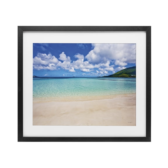 Stupell Industries Caribbean Bay Landscape Black Framed Print Under Glass, design by Seven Trees Design
