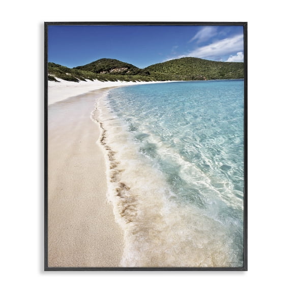 Stupell Industries Caribbean Beach Coast Black Framed Giclee Art, design by Seven Trees Design