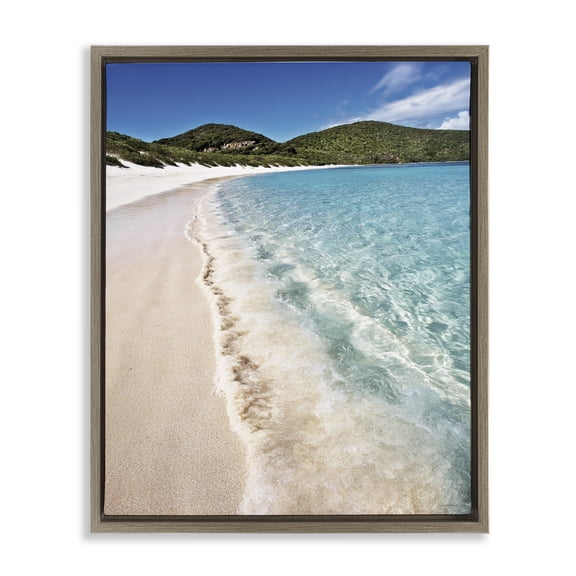Stupell Industries Caribbean Beach Coast Brown Framed Floater Canvas Wall Art, design by Seven Trees Design