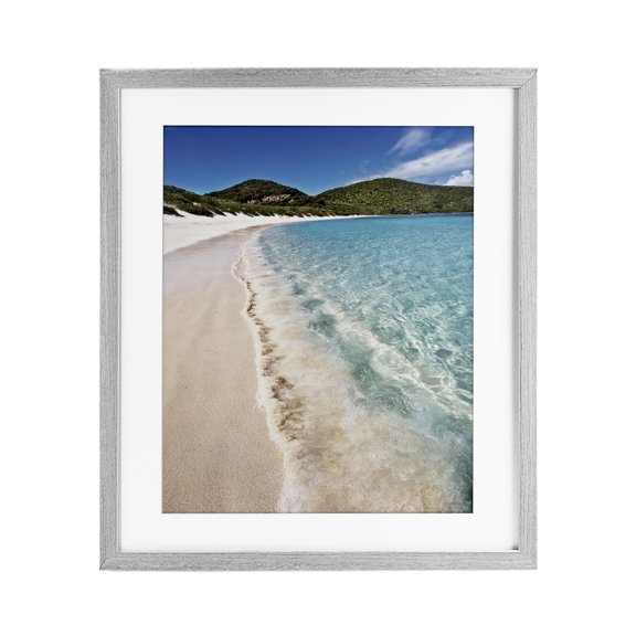 Stupell Industries Caribbean Beach Coast Gray Framed Print Under Glass, design by Seven Trees Design