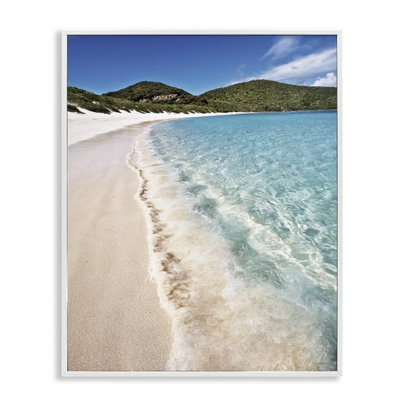 Stupell Industries Caribbean Beach Coast White Framed Giclee Art, design by Seven Trees Design