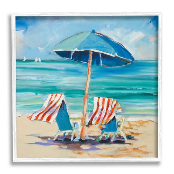 Stupell Industries Caribbean Delight Scenery Nature Painting White Framed Art Print Wall Art, 17 x 17