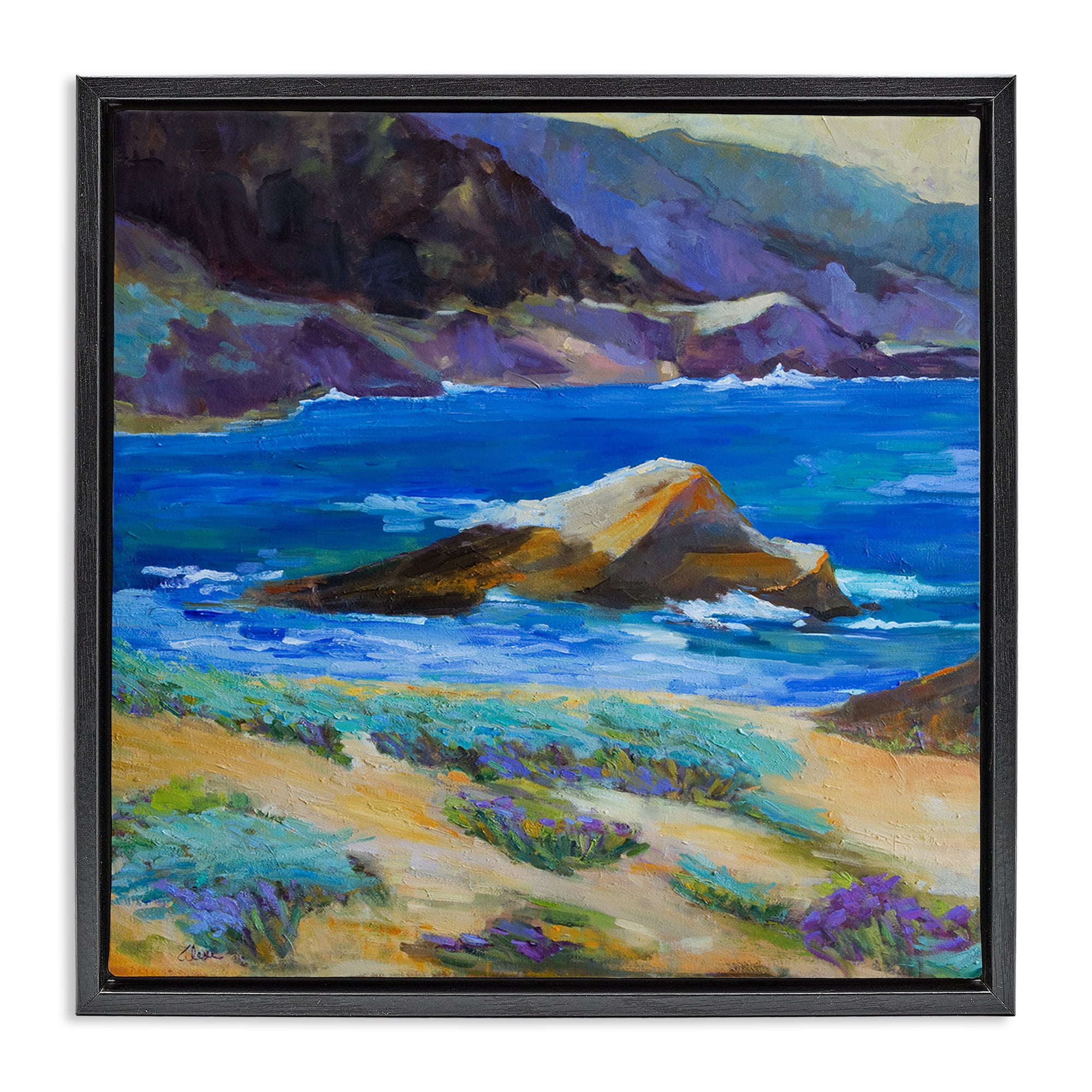 Stupell Industries Carmel Cove Landscape Landscape & Nature Painting Black Floater Framed Canvas Art Print Wall Art, 25 x 25