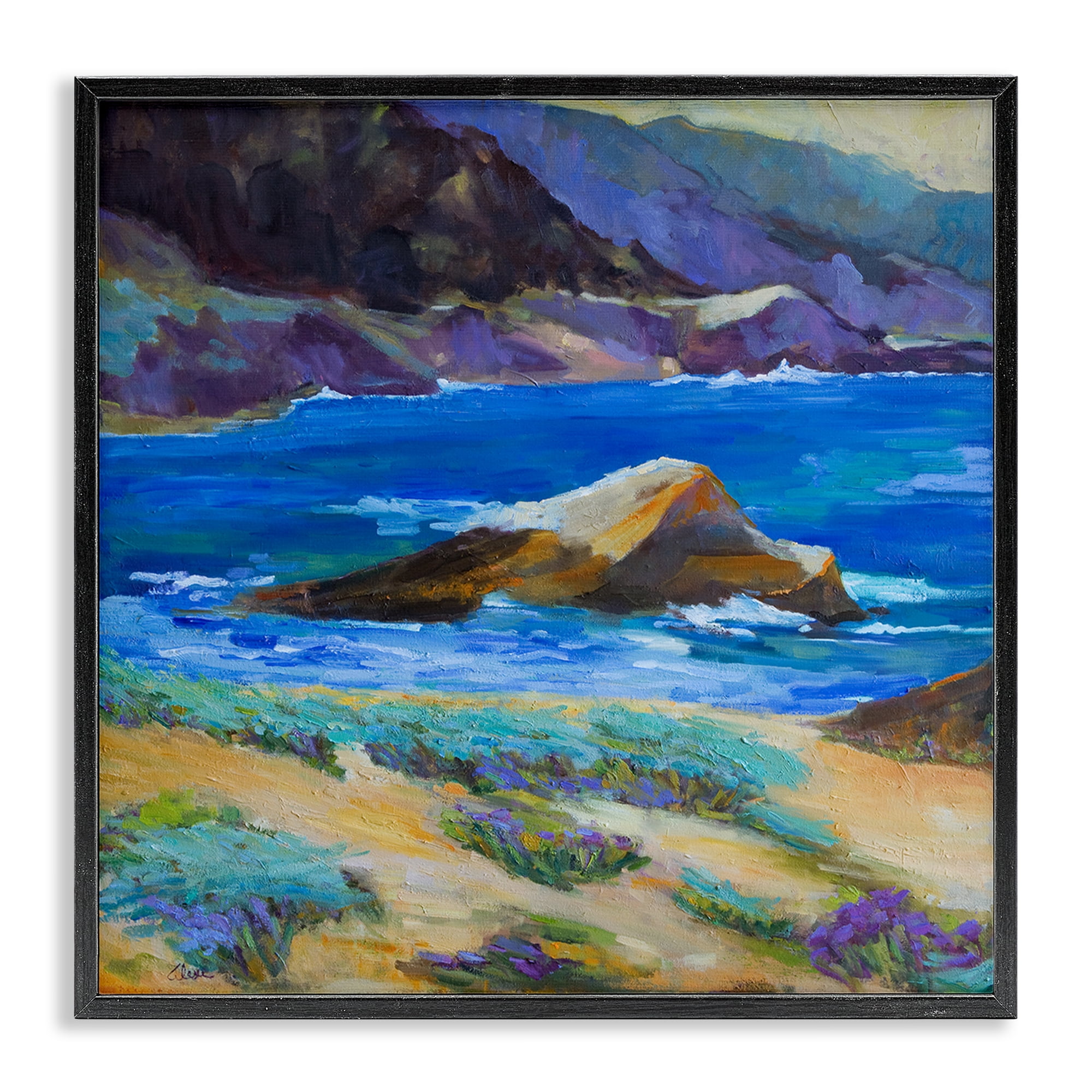 Stupell Industries Carmel Cove Landscape Landscape & Nature Painting Black Framed Art Print Wall Art, 24 x 24