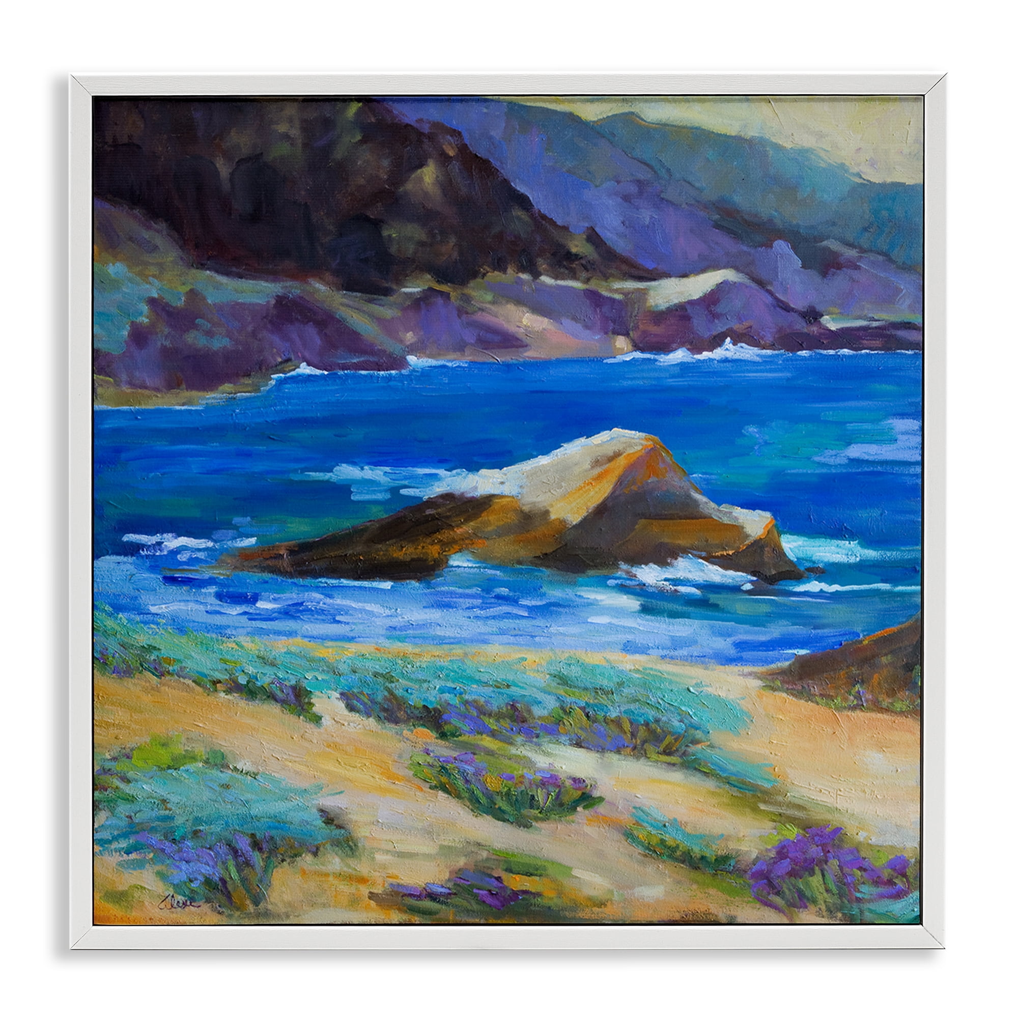 Stupell Industries Carmel Cove Landscape Landscape & Nature Painting White Framed Art Print Wall Art, 24 x 24