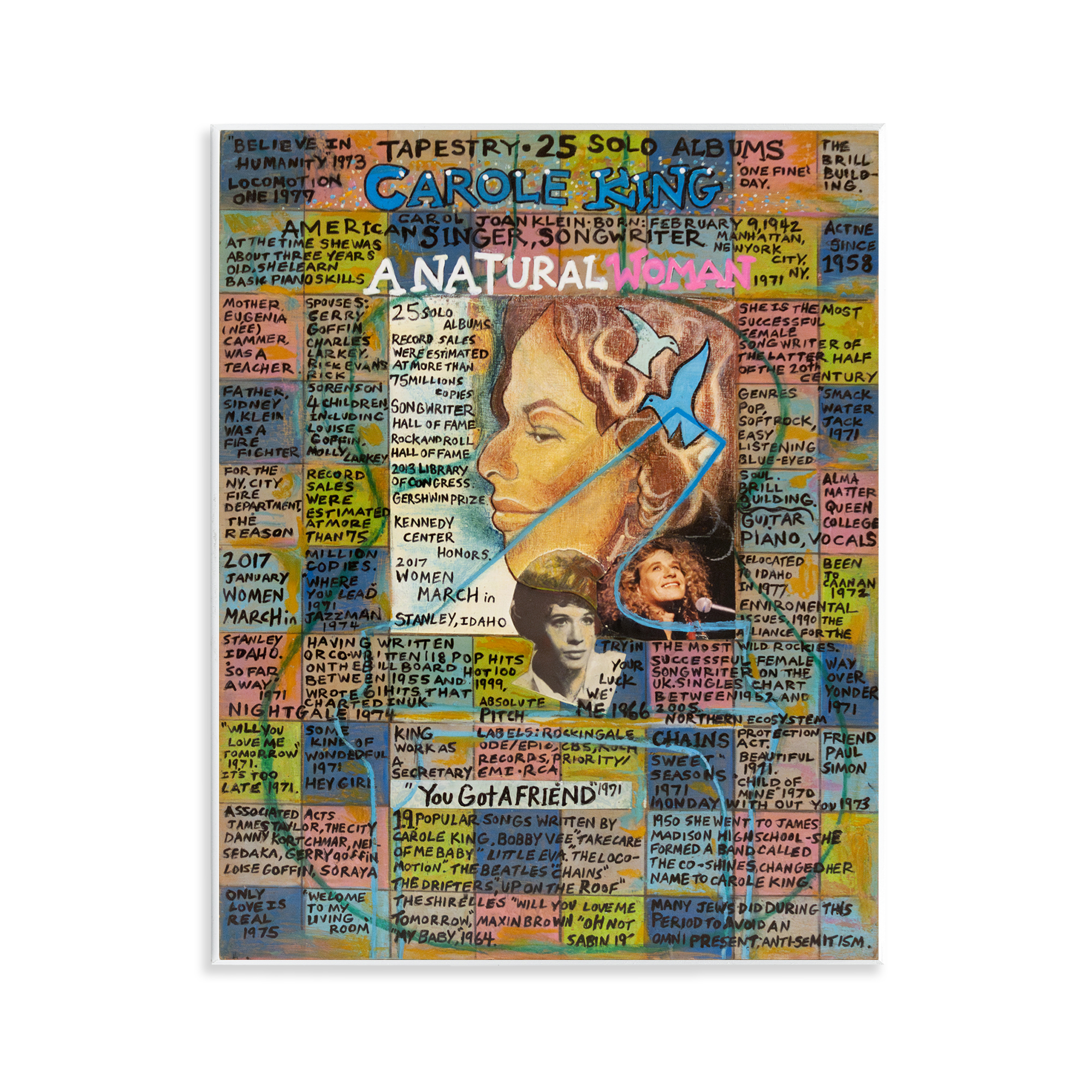 Stupell Industries Carole King Collage People Drawing Unframed Art Print Wall Art, 11 x 14
