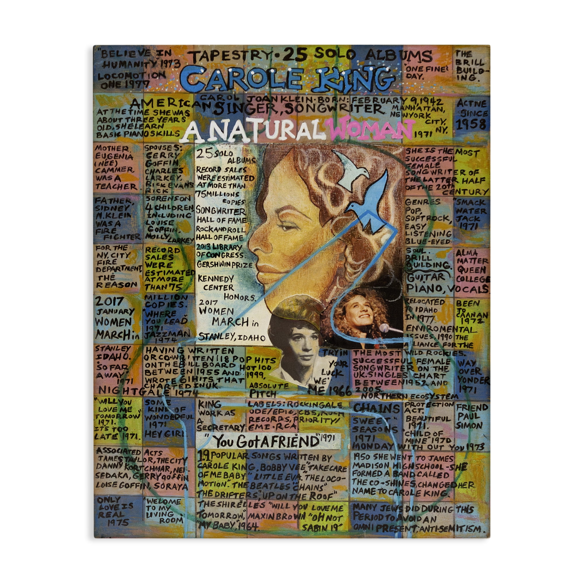 Stupell Industries Carole King Collage People Drawing Wrapped Canvas Art Print Wall Art, 24 x 30