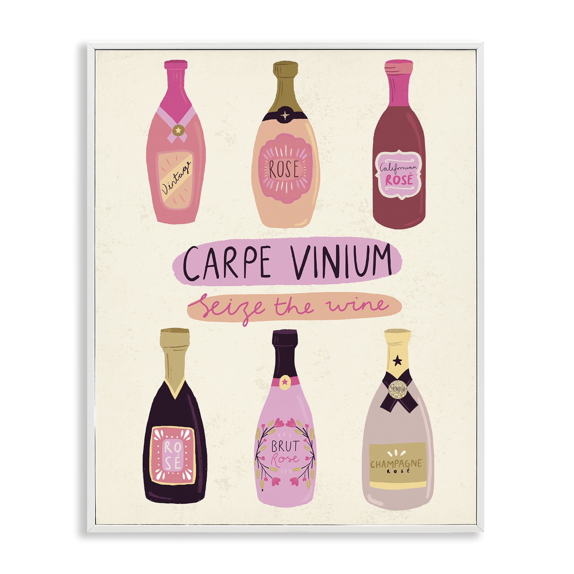 Stupell Industries Carpe Vinium Seize the Wine Food & Beverage Painting White Framed Art Print Wall Art, 16 x 20