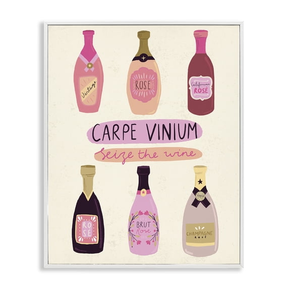 Stupell Industries Carpe Vinium Seize the Wine Food & Beverage Painting White Framed Art Print Wall Art, 24 x 30