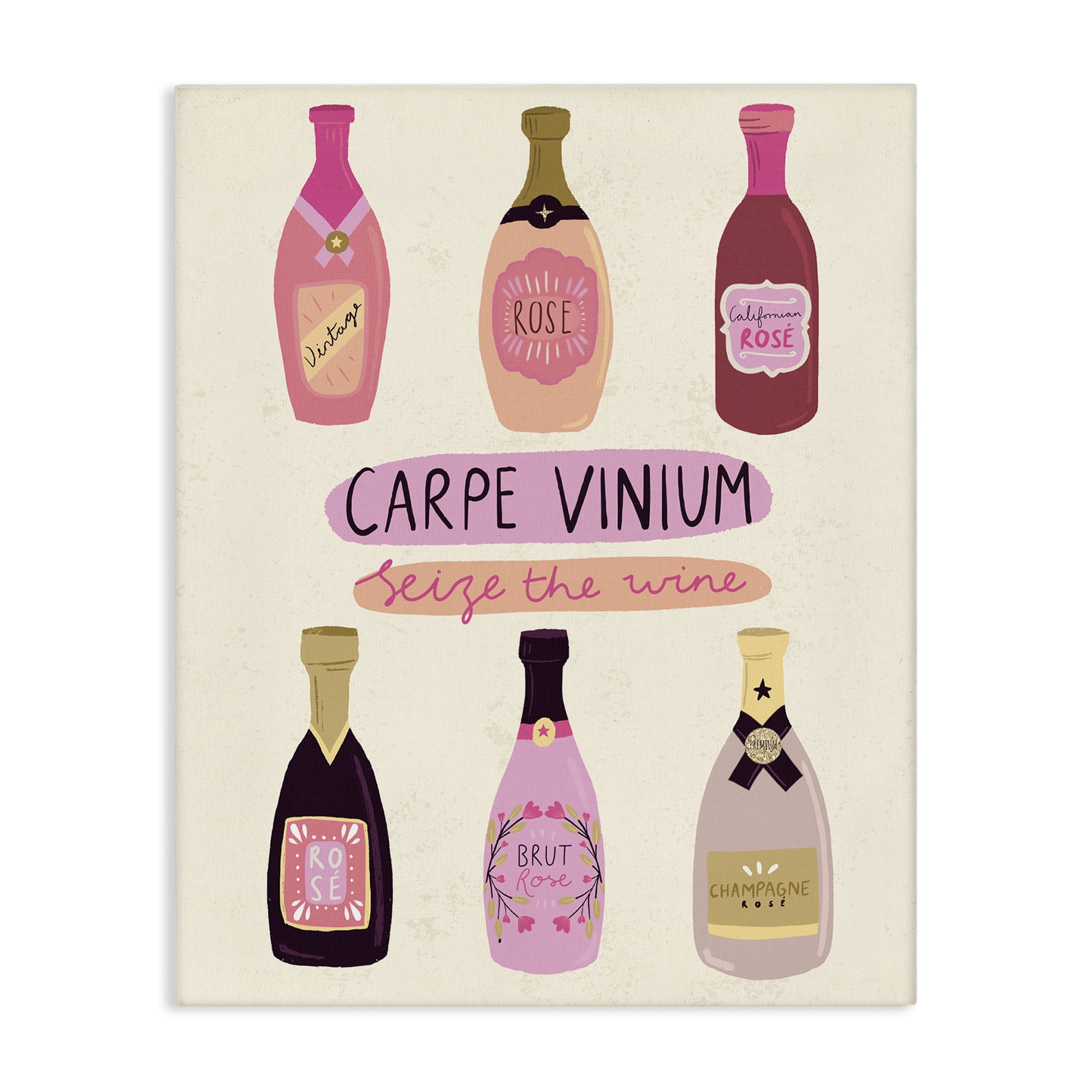 Stupell Industries Carpe Vinium Seize the Wine Food & Beverage Painting Wrapped Canvas Art Print Wall Art, 24 x 30