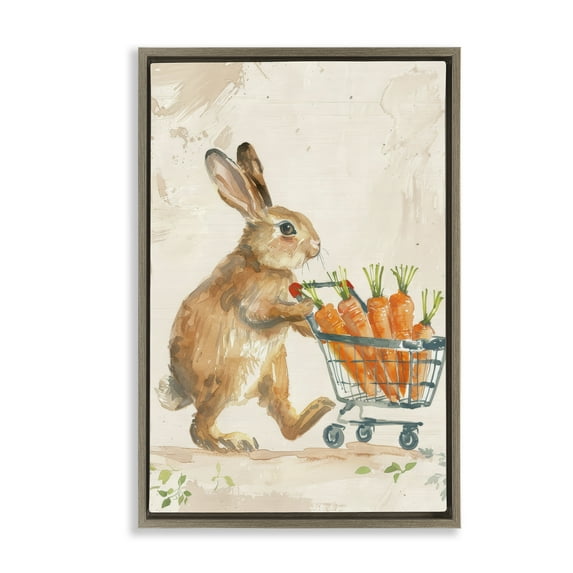 Carrot Connoisseur Rabbit Brown Floating Frame Canvas Art, 21 x 31, Made In USA