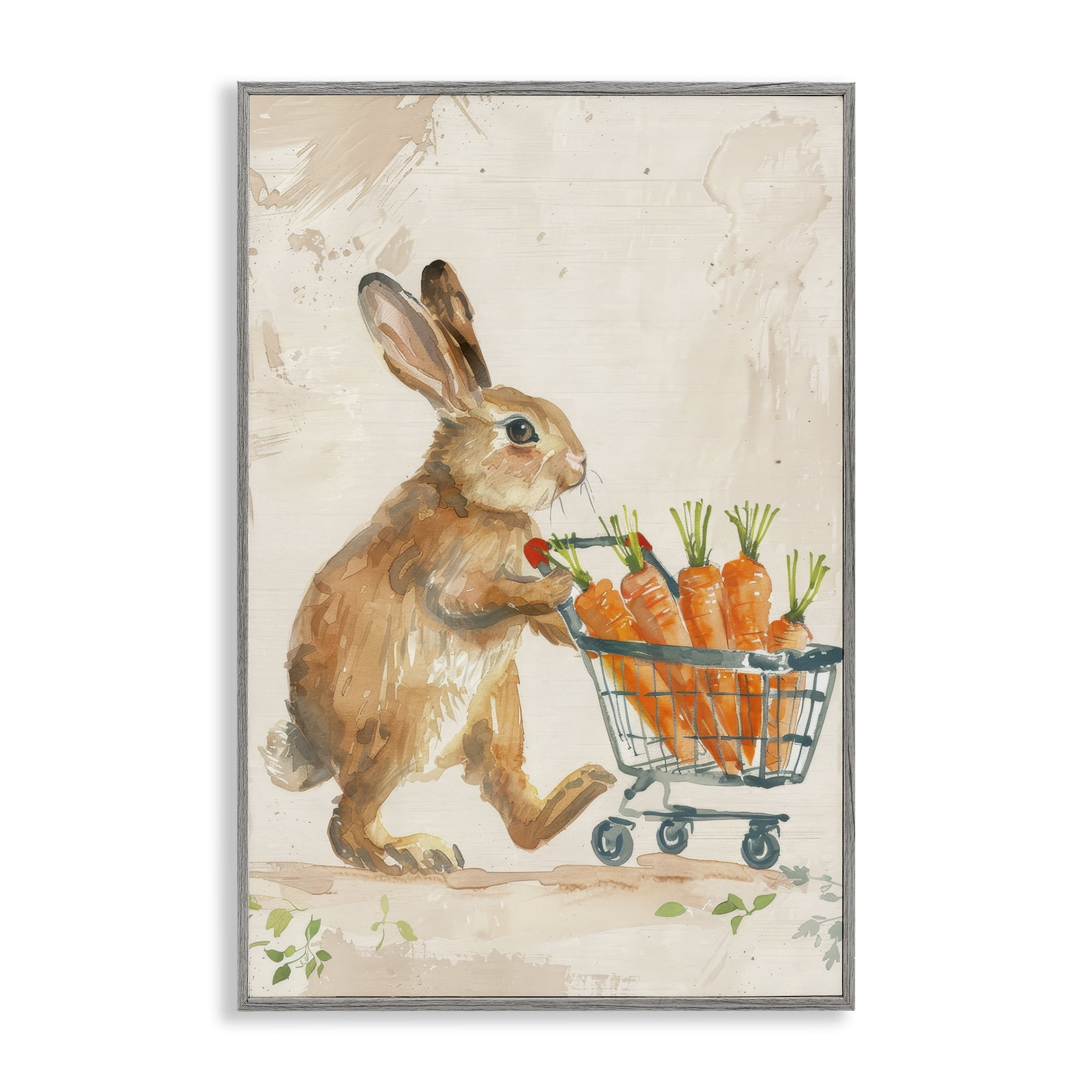 Carrot Connoisseur Rabbit Gray Framed Giclee Art, 16 x 24