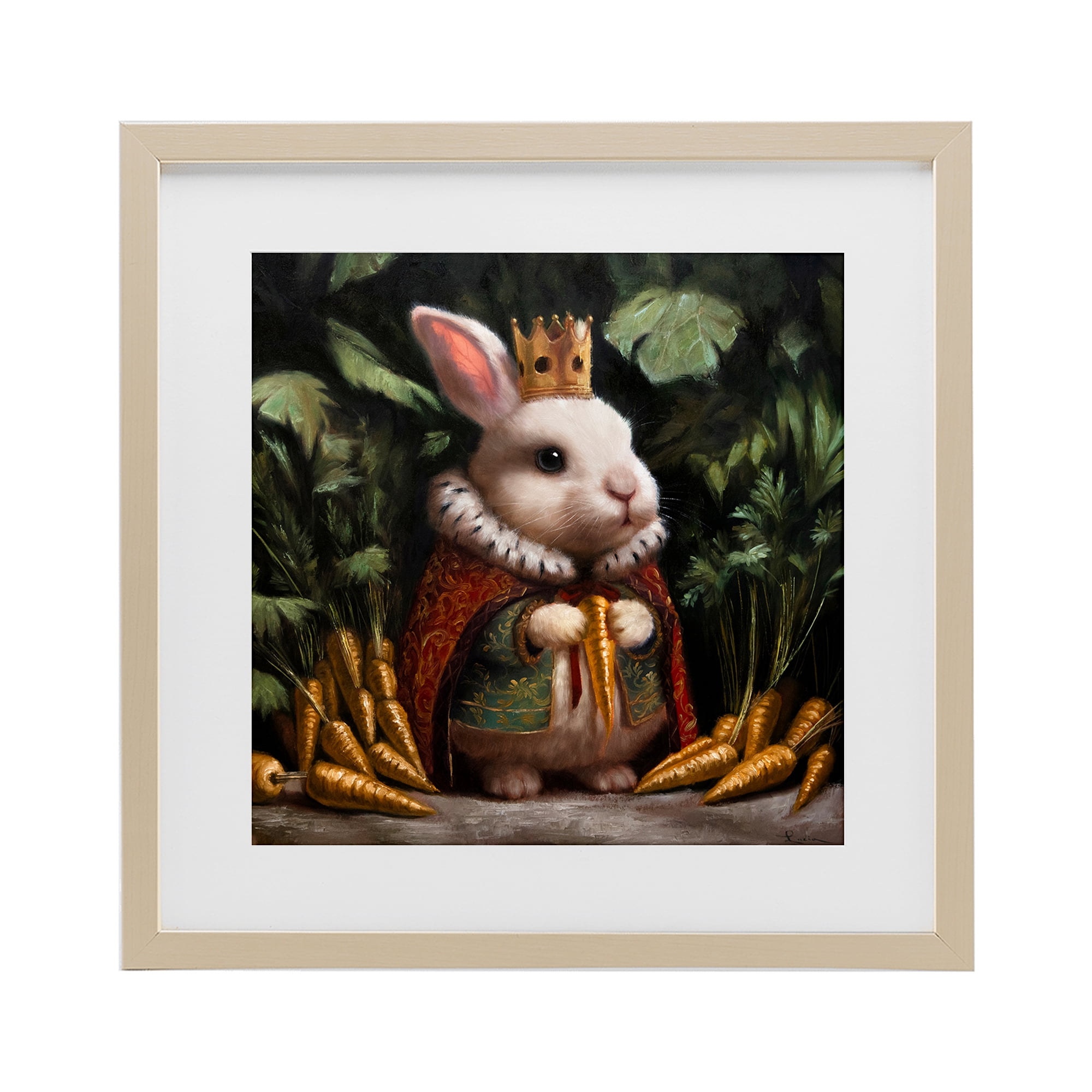 Stupell Industries Carrot Gold Royal Rabbit Birch Framed Print Under Glass, design by Lucia Heffernan