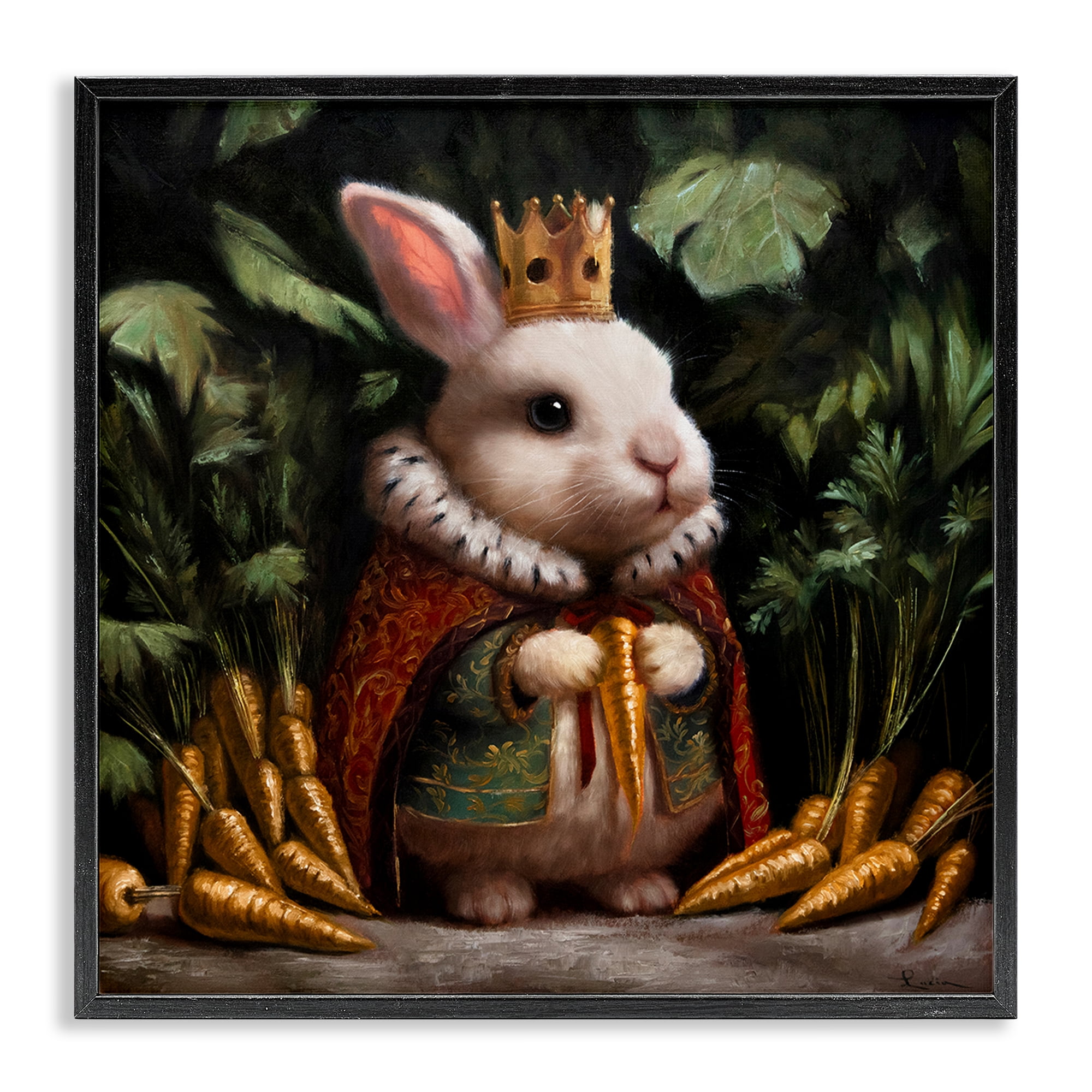 Stupell Industries Carrot Gold Royal Rabbit Black Framed Giclee Art, design by Lucia Heffernan