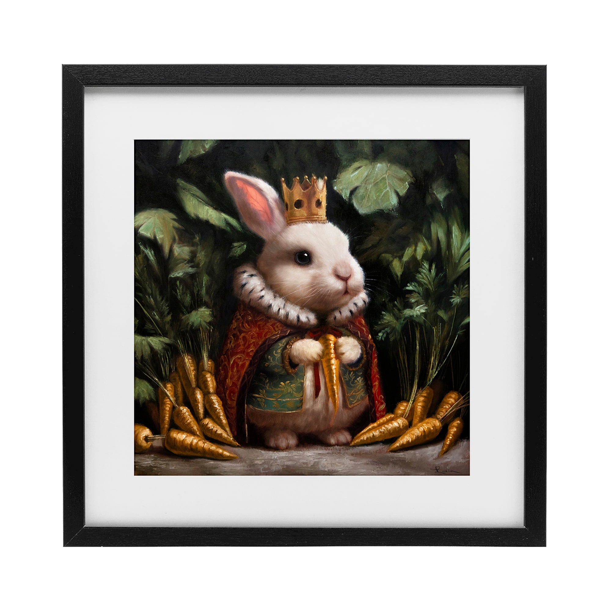 Stupell Industries Carrot Gold Royal Rabbit Black Framed Print Under Glass, design by Lucia Heffernan