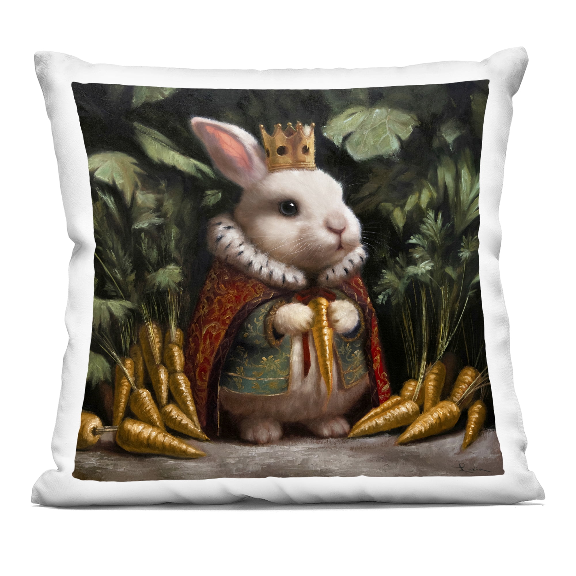 Stupell Industries Carrot Gold Royal Rabbit Decorative Printed Throw Pillow, design by Lucia Heffernan, 18 x 7 x 18