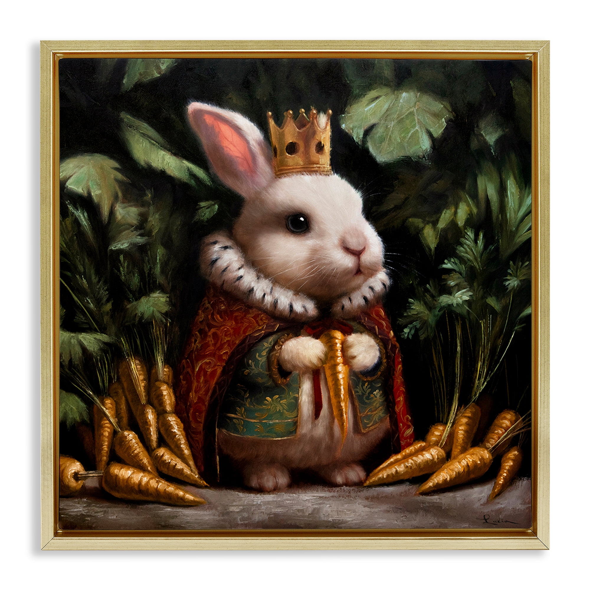 Stupell Industries Carrot Gold Royal Rabbit Gold Framed Floater Canvas Wall Art, design by Lucia Heffernan