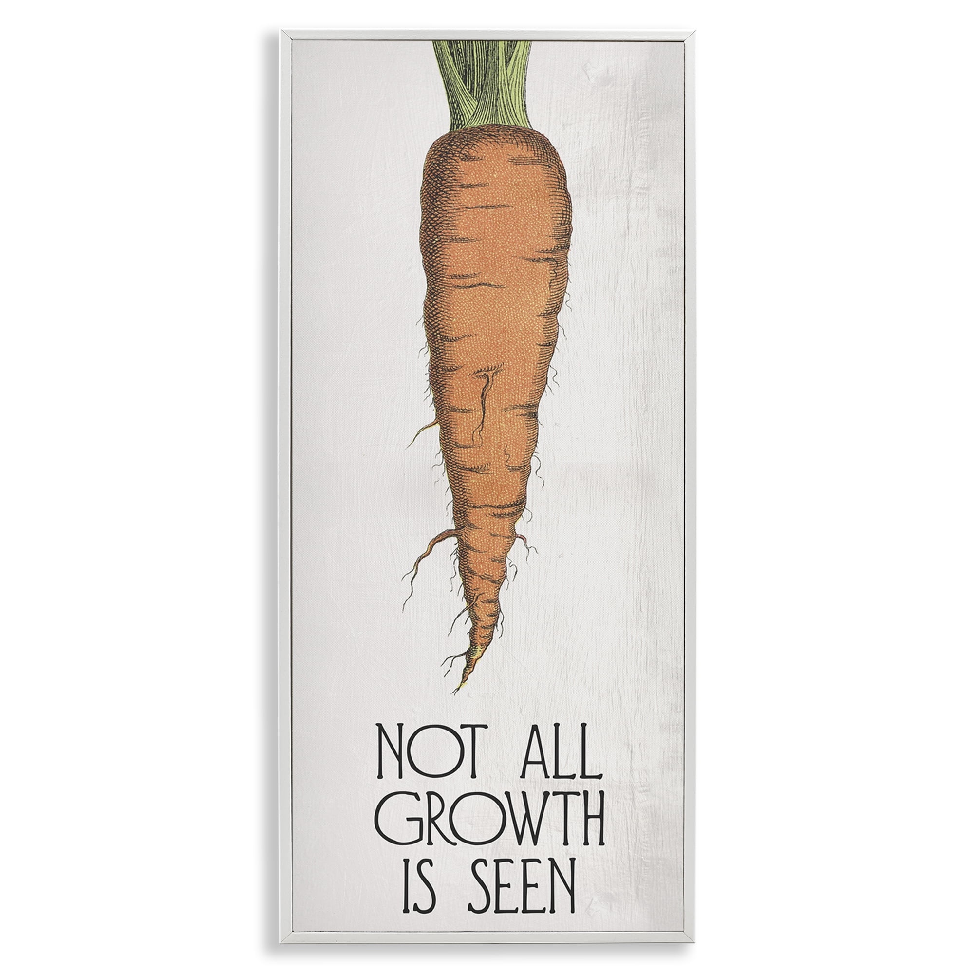 Stupell Industries Carrot & Inspiring Growth Food & Beverage Painting White Framed Art Print Wall Art, 13 x 30