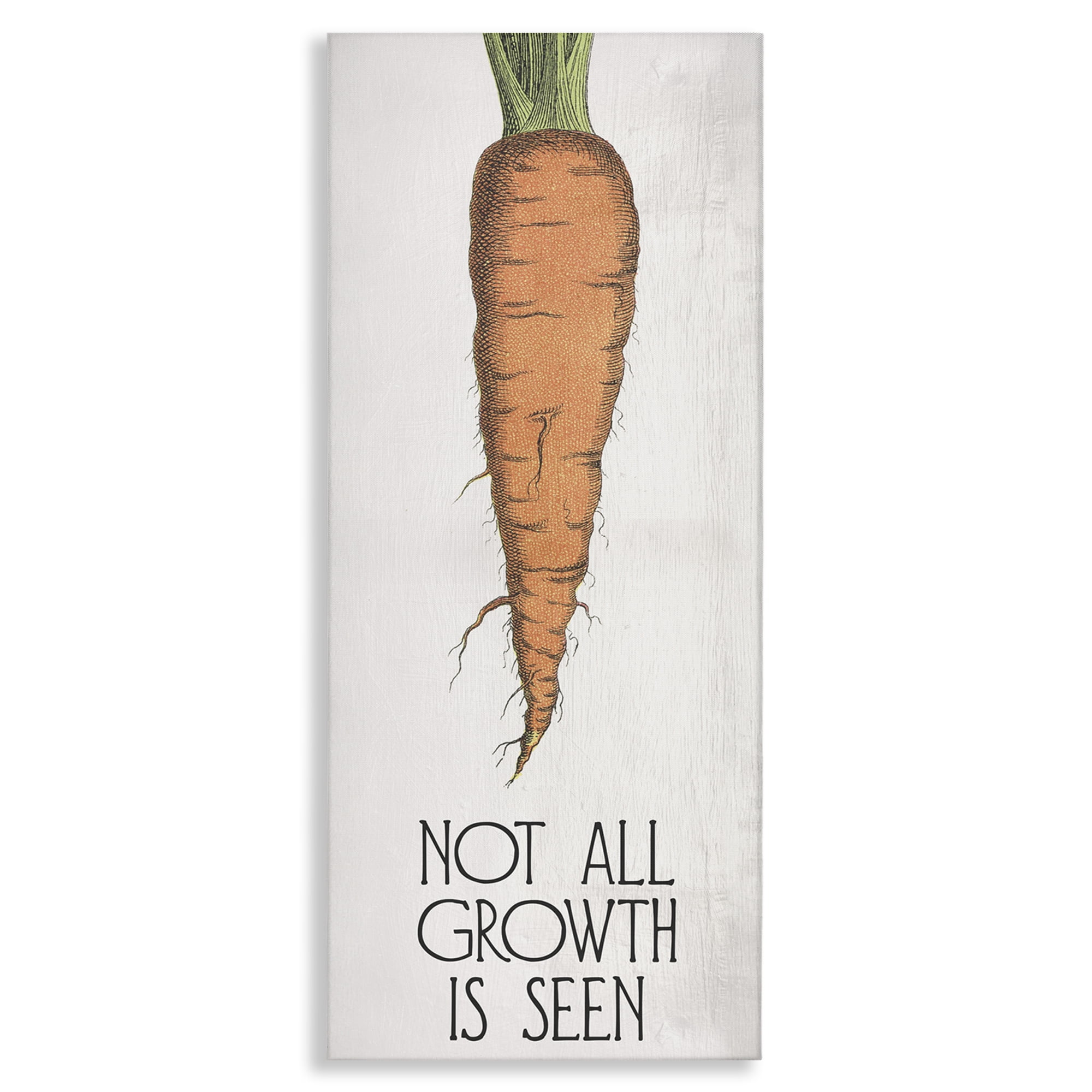 Stupell Industries Carrot & Inspiring Growth Food & Beverage Painting Wrapped Canvas Art Print Wall Art, 10 x 24