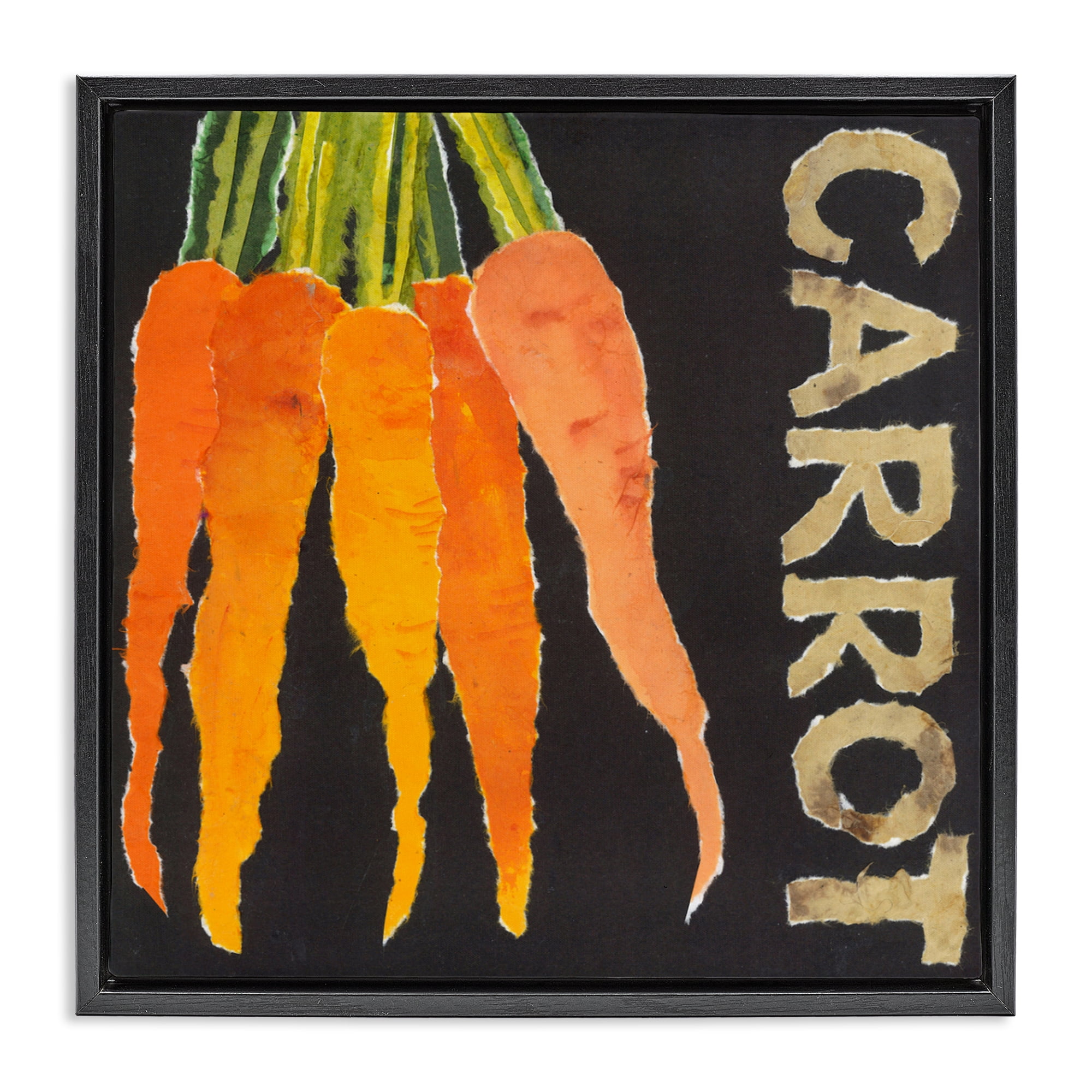 Stupell Industries Carrot Root Vegetable Black Framed Floater Canvas Wall Art, design by Nancy Overton