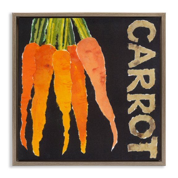 Stupell Industries Carrot Root Vegetable Brown Framed Floater Canvas Wall Art, design by Nancy Overton