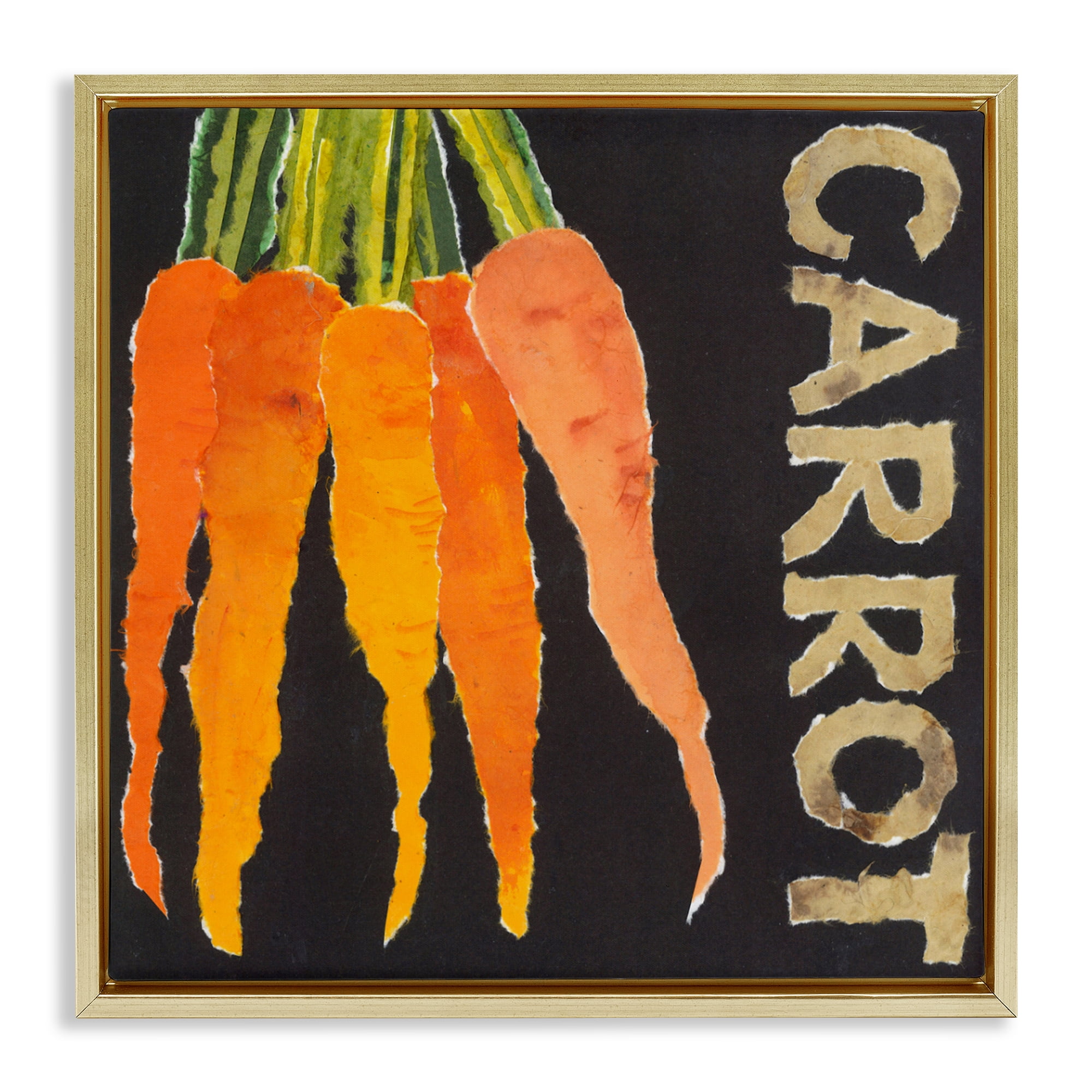 Stupell Industries Carrot Root Vegetable Gold Framed Floater Canvas Wall Art, design by Nancy Overton