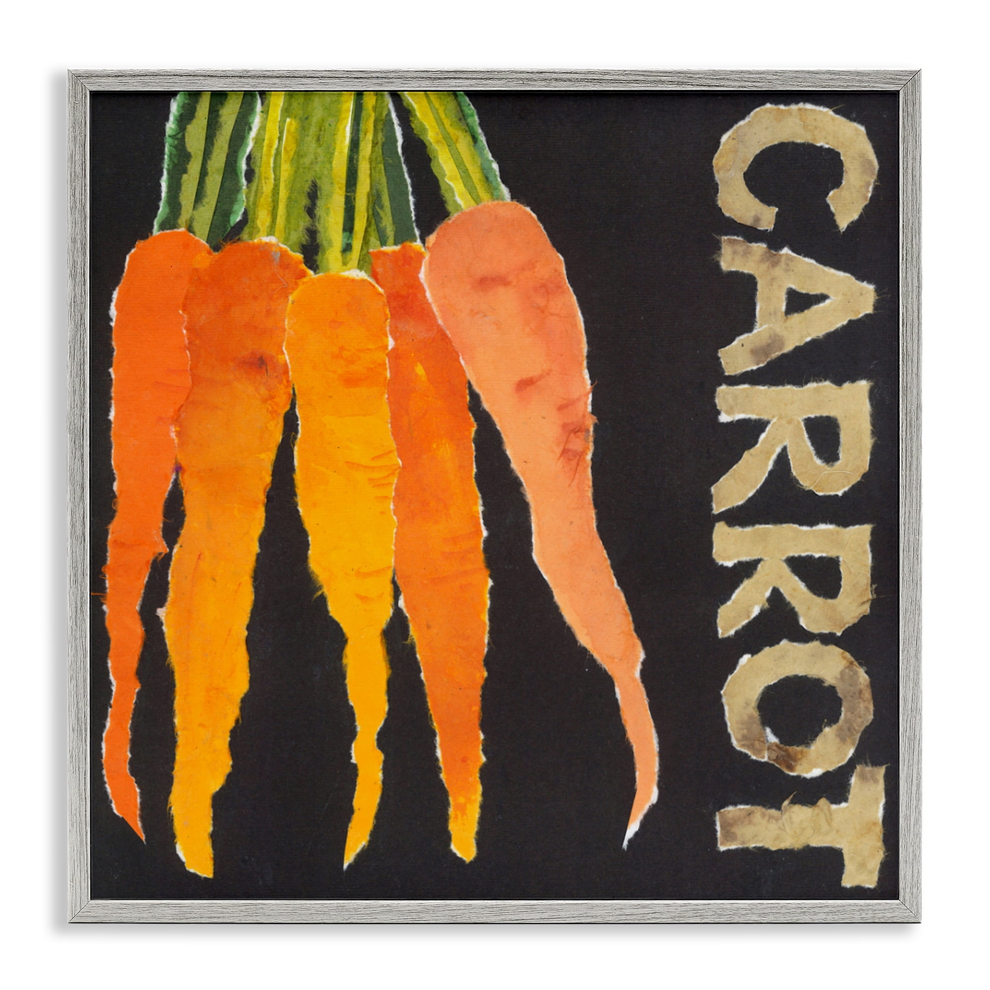 Stupell Industries Carrot Root Vegetable Gray Framed Giclee Art, design by Nancy Overton