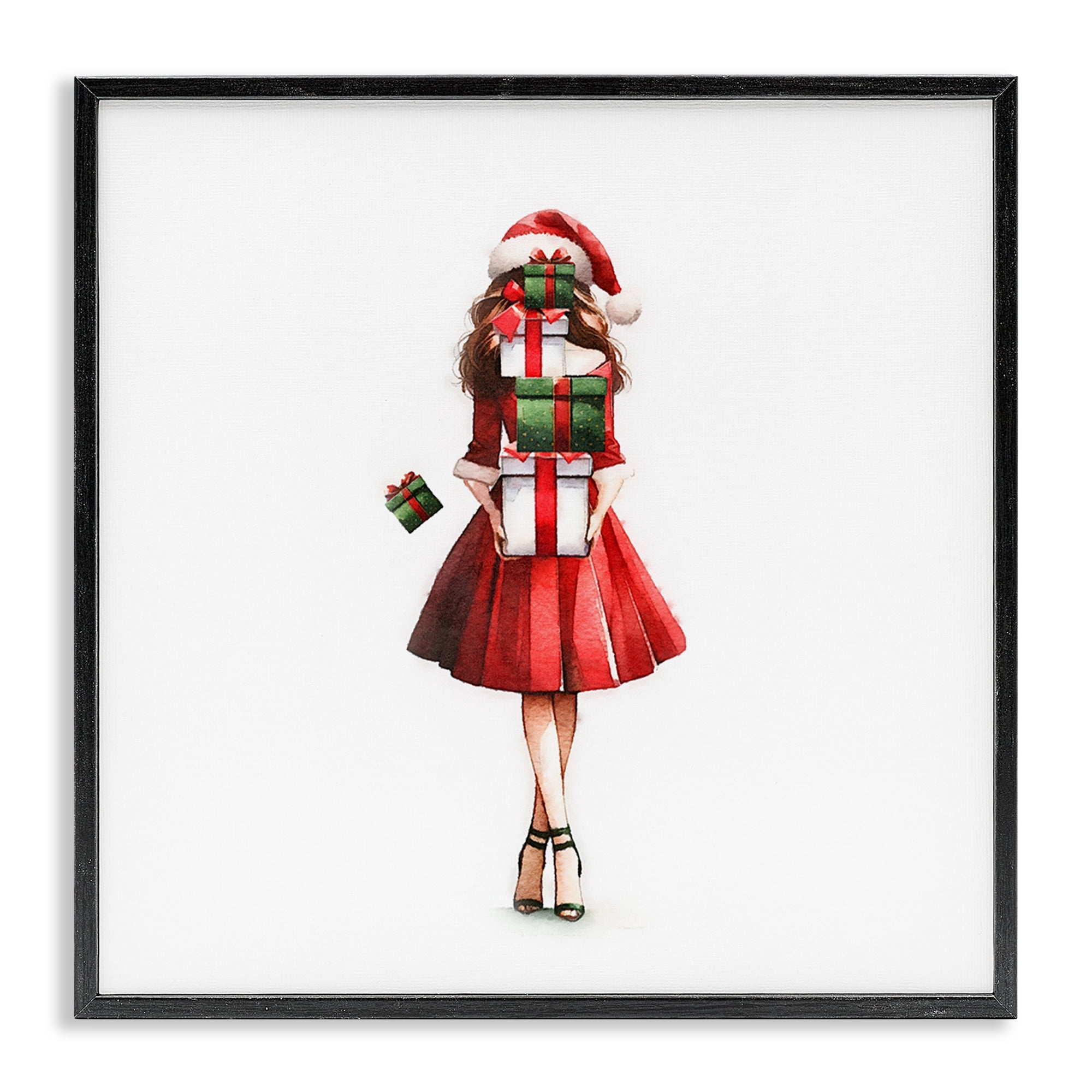Stupell Industries Carrying Christmas Fun Holiday Painting Black Framed Art Prints Wall Art, 17 x 17